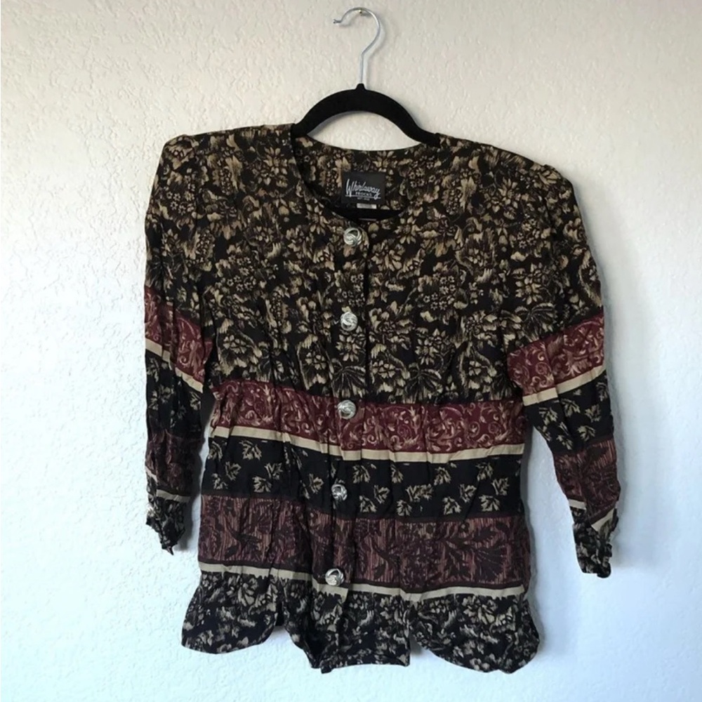 Whirlaway Frocks Multicolored Floral Patterned Button-down Blouse